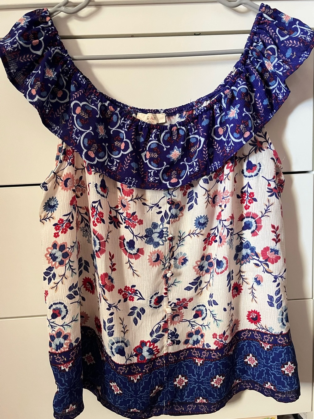 Floral Off-Shoulder Ruffle Top